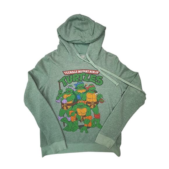 Teenage Mutant Ninja Turtles Green Graphic Hoodie Sweatshirt Women’s Small - Picture 1 of 7